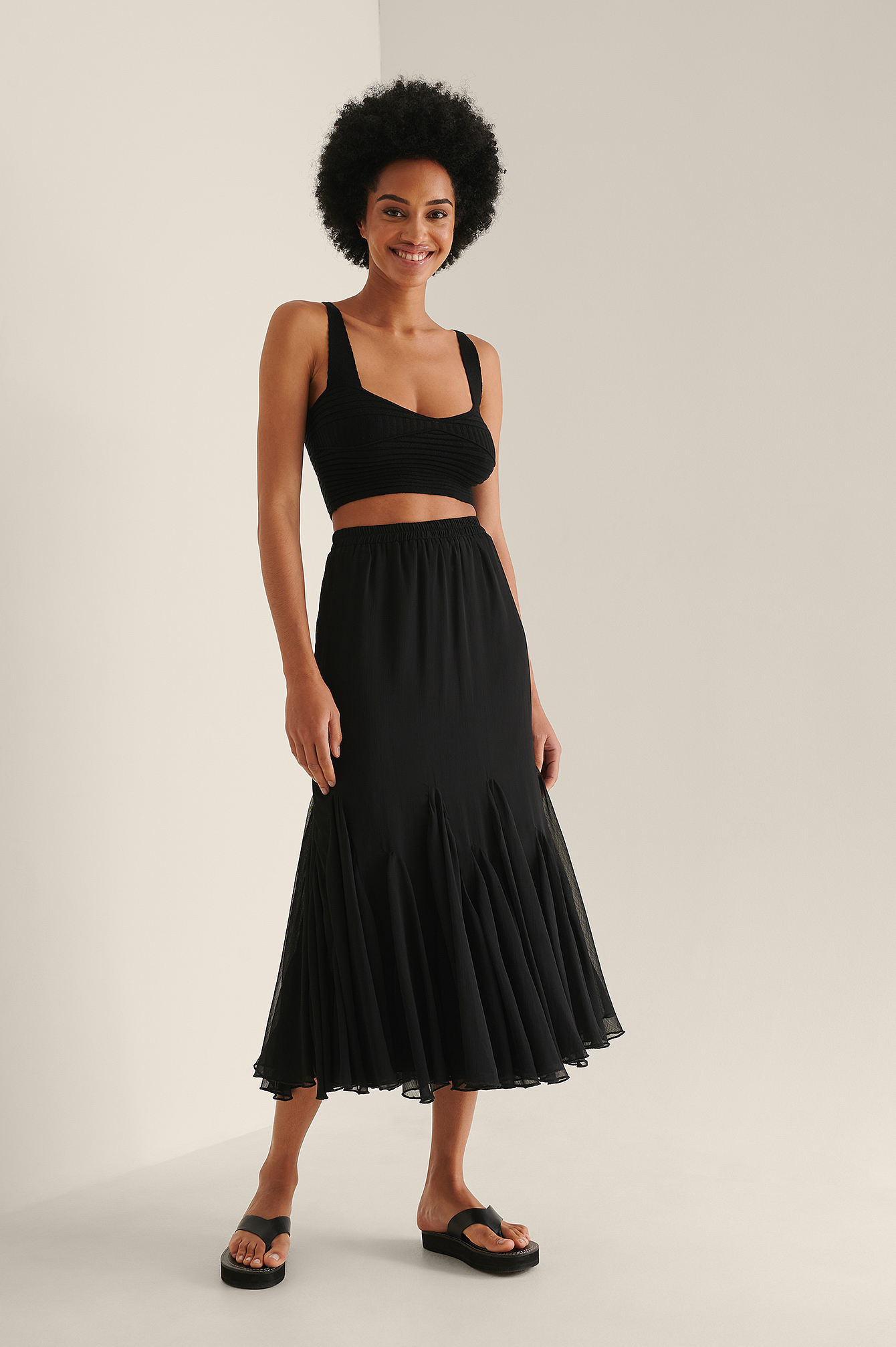Flowy Midi Skirt Black | na-kd.com